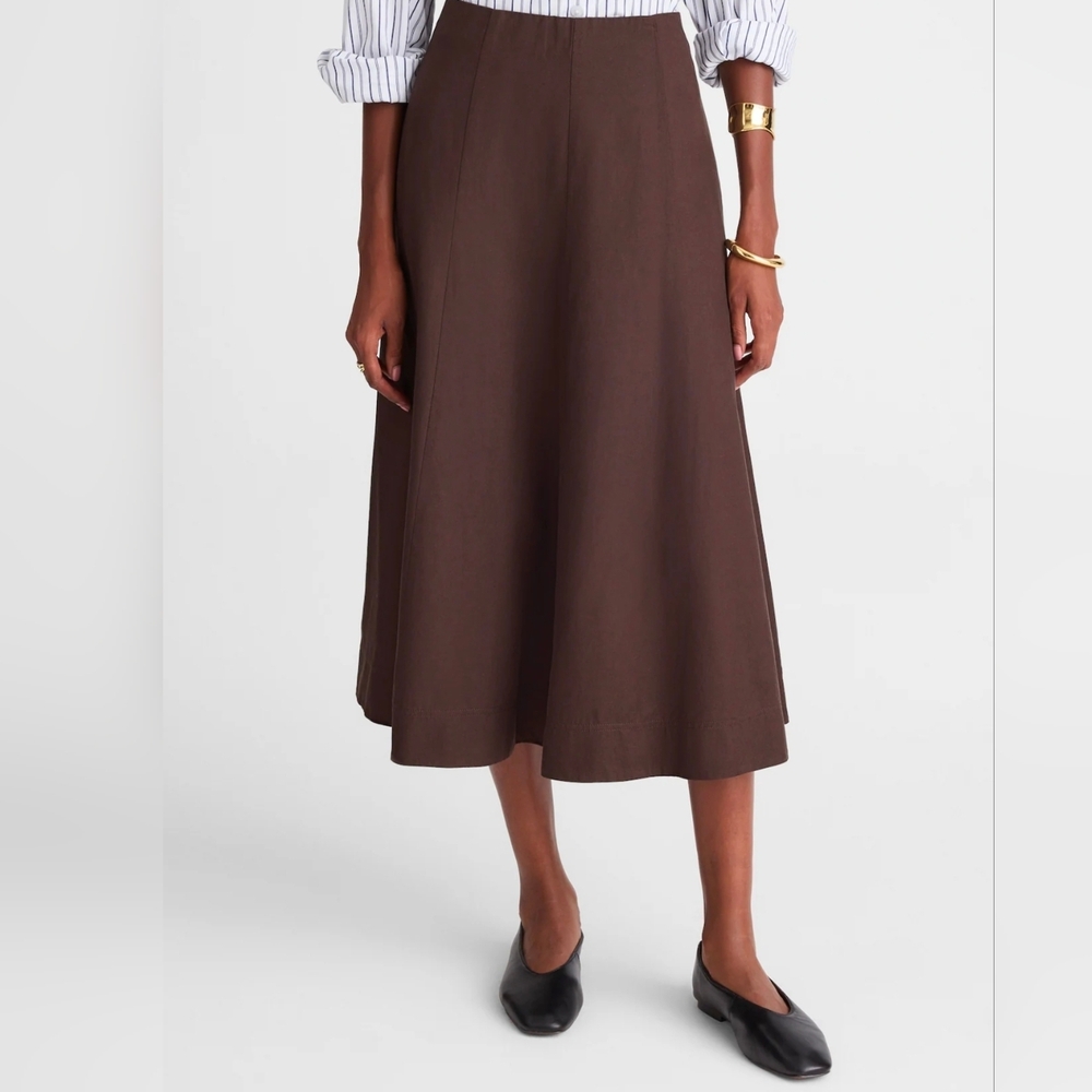 Madewell Paneled Midi Skirt in Cotton-Blend Twill #101 - Picture 2 of 11